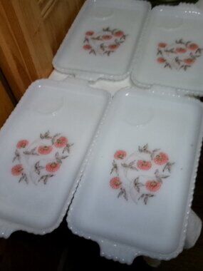 Vtg 50s Fire King Primrose snack luncheon plates lot of 4 Cottage Core Decor